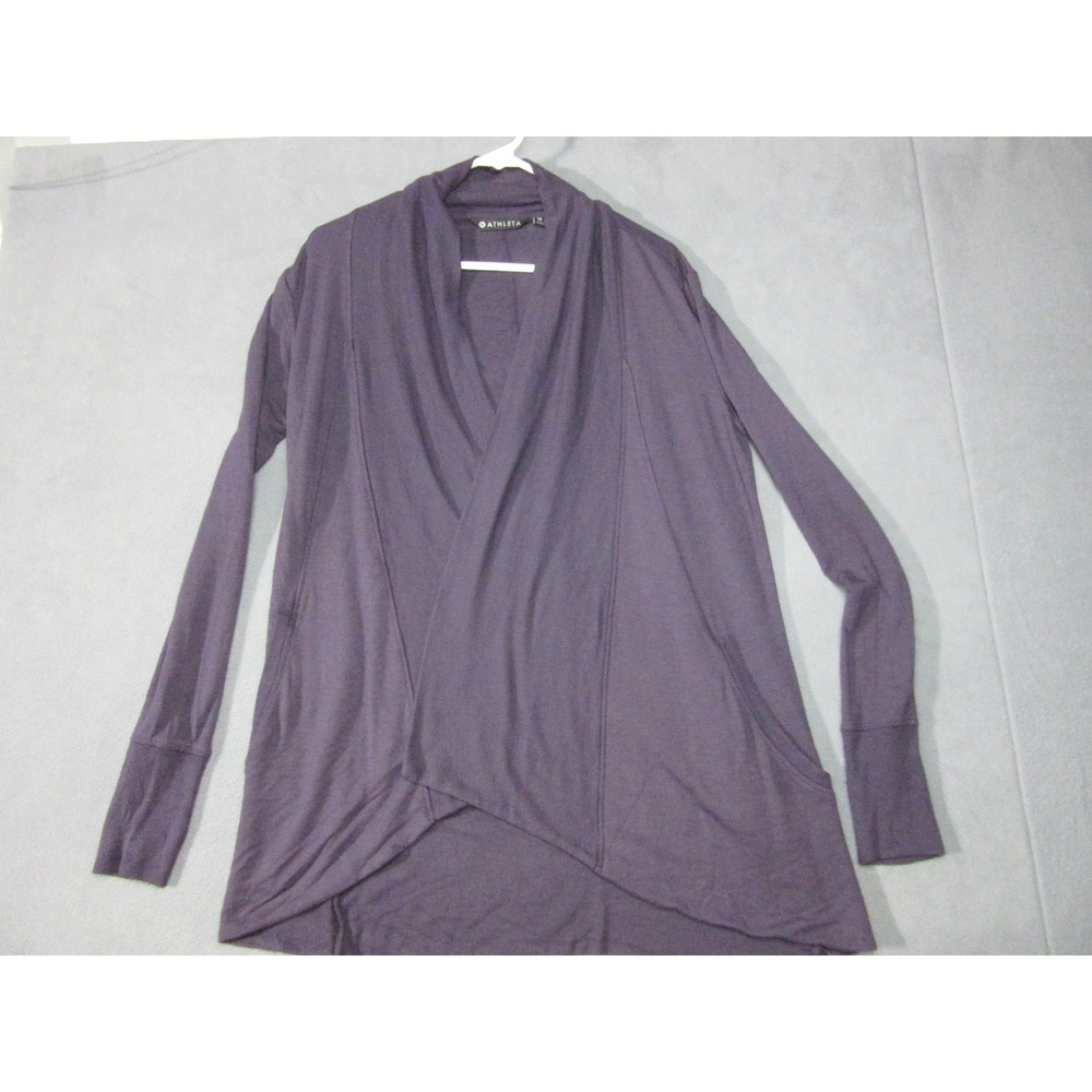 Athleta Cardigan Womens XS Purple Open Front Drape Asymmetrical Sweater
